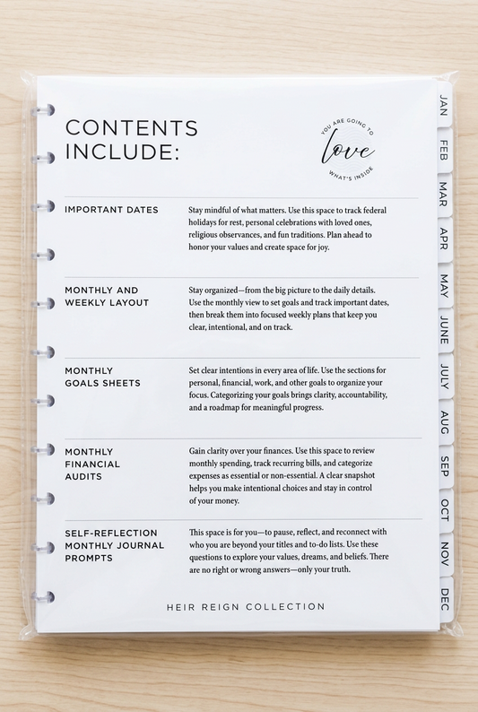 Reign Planner Inserts – 12-Month Refill packs