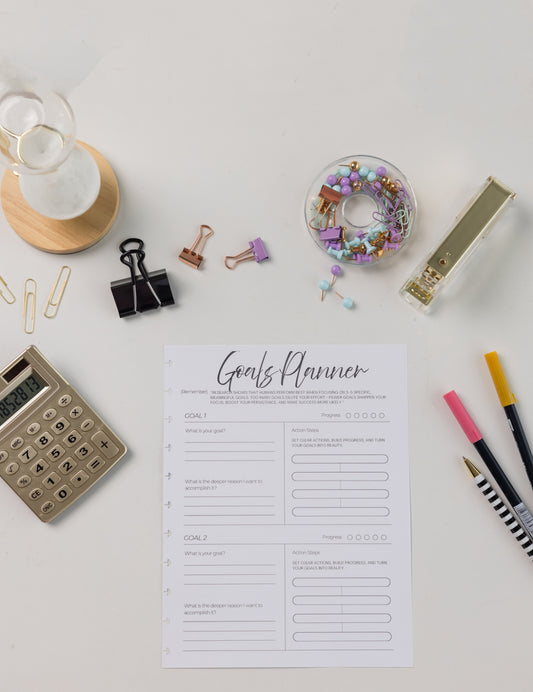 Goals Planner Worksheet Bundle | Break Down Goals into Action Steps (Quarterly & Annual)